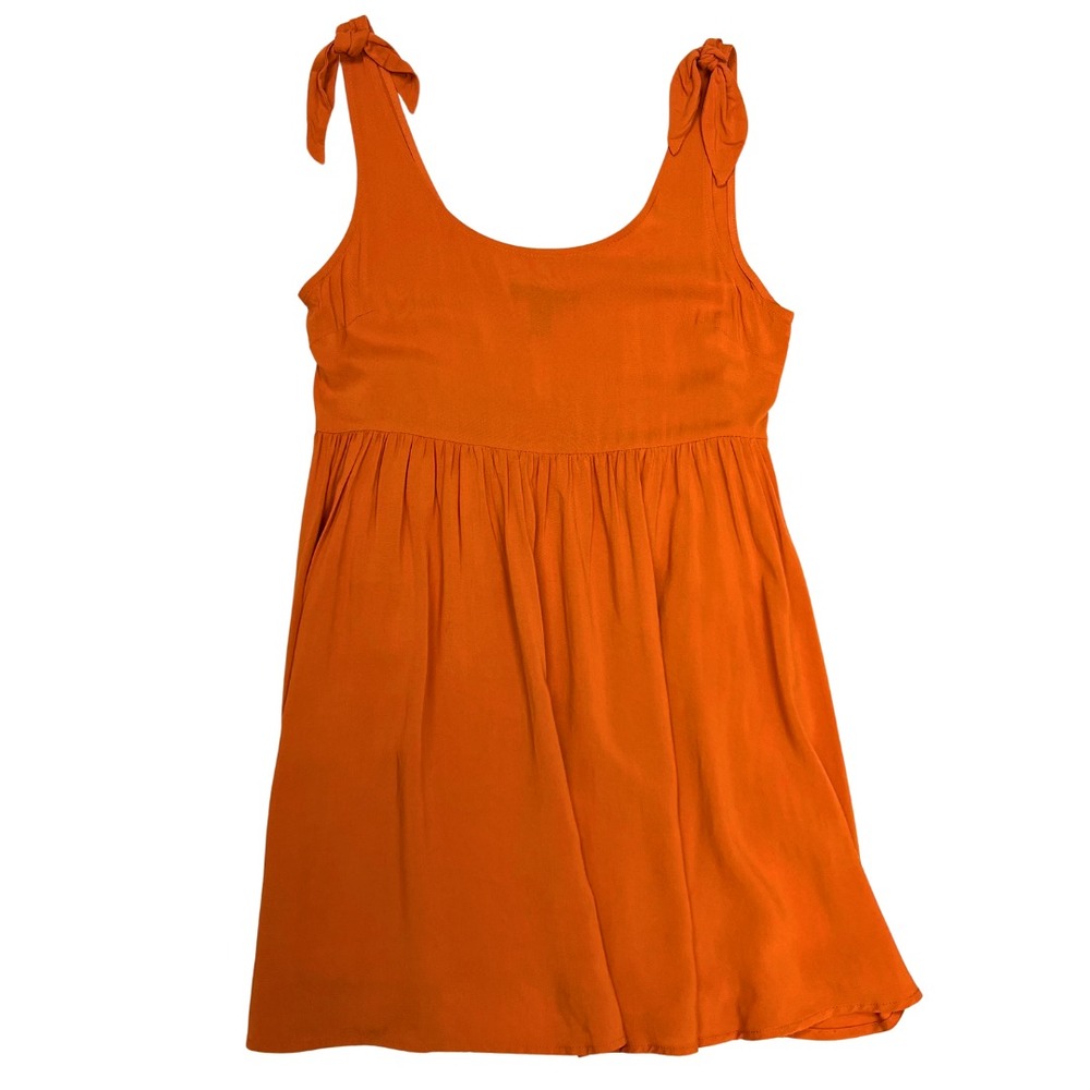 Forever 21 Women's Sleeveless Empire‎ Waist Sundress Orange Knotted Straps Sz S